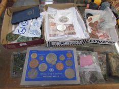 A mixed lot of coins etc