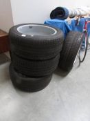 A set of 4 alloy car tyres suitable for Landrover sport or discovery