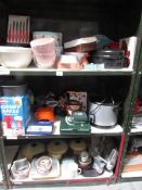 2 shelves of assorted kitchen ware