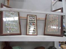 2 framed and glazed sets of footballer cigarette cards and framed and glazed silks