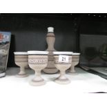 A Cypriot stoneware wine carafe and goblet set