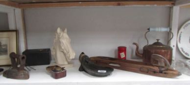 A mixed lot including copper kettle,