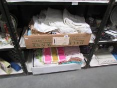 2 shelves of vintage fabric,