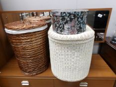 2 linen bins and a hat box