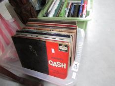 A box of LP records