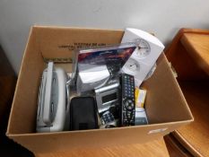 A box of miscellaneous including clock,