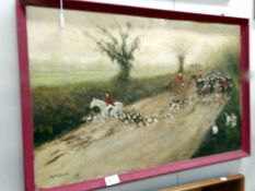 An oil on board fox hunting scene signed H Fletcher