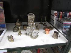 A cruet set, carriage clock,