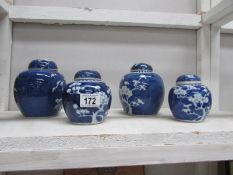 4 oriental blue and white ginger jars