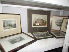 7 framed and glazed 19th century engravings