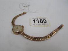A ladies Certina 9ct gold wrist watch and strap,