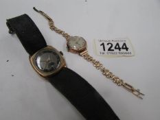 2 ladies gold wrist watches