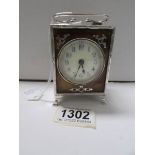 A silver and tortoise shell PK carriage clock, Hall marked Birmingham 1912,