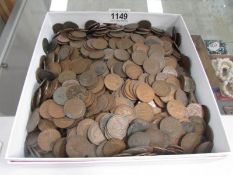 A large collection of old halfpennies