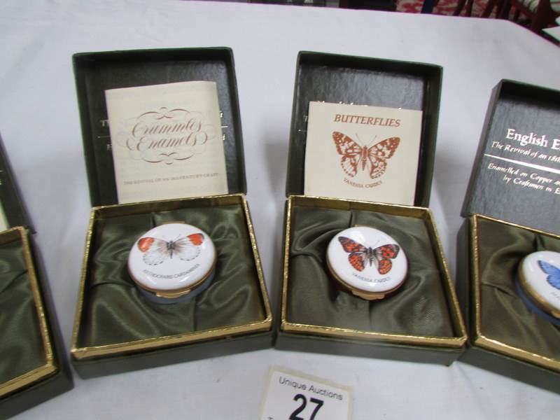 5 Crummles English Enamels butterfly trinket pots in boxes - Image 3 of 4