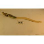 An antique bone and gilt metal letter opener (slightly a/f down one side)