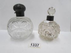2 silver topped scent bottles
