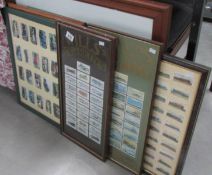 7 sets of framed and glazed cigarette cards