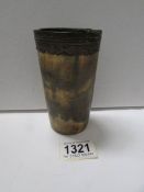 An early 19th century horn beaker with plated rim