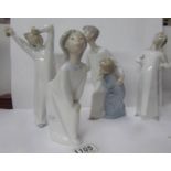 4 Lladro figurines of children in nightgowns