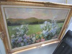 A gilt framed oil on board country scene