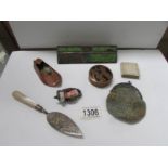 A small tray of interesting items including stud box, small purse,