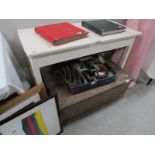 A painted double school desk