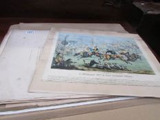 A quantity of antique equestrian prints including portfolio 'Sketches front the Washington Races in