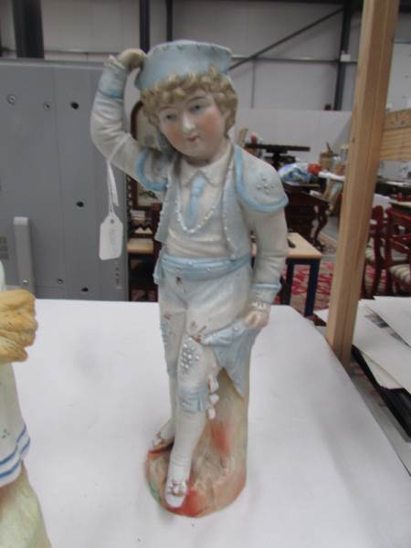 A 19th century continental bisque figure group and 2 other bisque figures - Image 2 of 4