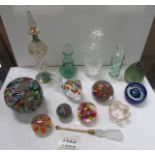 A mixed lot of glass including perfume bottles,