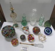 A mixed lot of glass including perfume bottles,