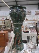 A jardiniere on stand featuring birds and tree decoration (no makers mark)