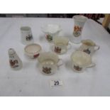 9 pieces of crested china