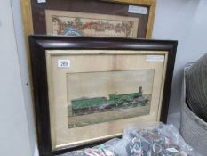 A colour chromlithograph of Great Norther Railway Stirling single steam enging and a framed