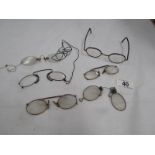 5 pairs of old pince nez and a pair of old spectacles