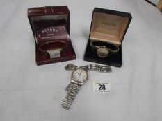 3 gent's watches including Rotary in box,