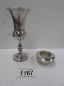 A silver posy vase, hall marked London 1921 and one other silver item,