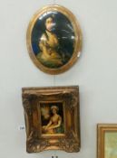 2 gilt framed oil paintings of 18th century portraits,