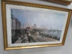 A framed and glazed print of a Thames river scene