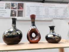 2 'Sarna Blyu' vases and a signed art pottery vase