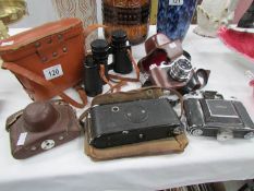 4 vintage camera's including Helian,