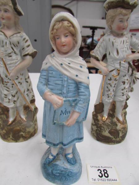 A pair of continental bisque figures and one other - Image 4 of 4