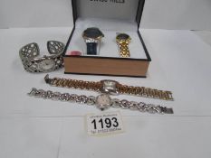 A pair of boxed Swiss Hill wrist watches and 6 others including Rotary and Sekonda