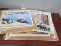 A quantity of unframed watercolours