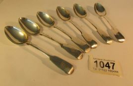 A set of 6 hall marked silver teaspoons,