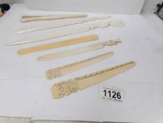 A quantity of ivory paperknives,