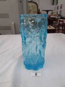 A turquoise coloured Whitefriars style bark vase