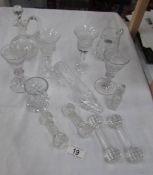 A mixed lot of cut glass including knife rests,