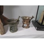 2 brass pestle and mortars