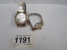 A gold plated gents Rotary wrist watch and a ladies rotary wrist watch,